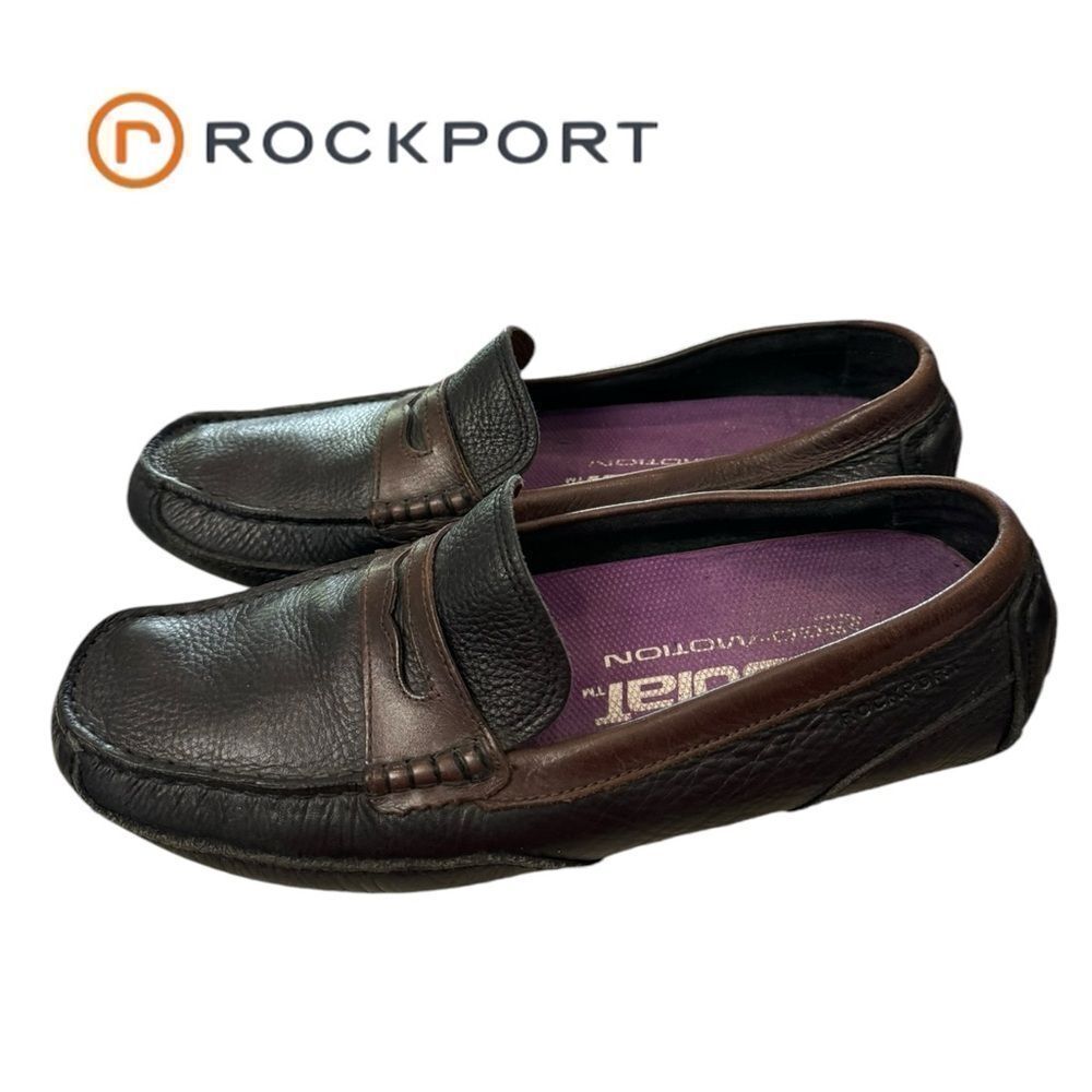 Rockport Men's OAKLAWN PARK Black Brown Leather Penny Loafers 8.5